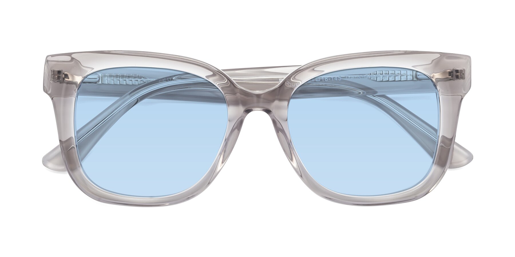 Folded Front of Bourbon in Transparent Gray with Light Blue Tinted Lenses