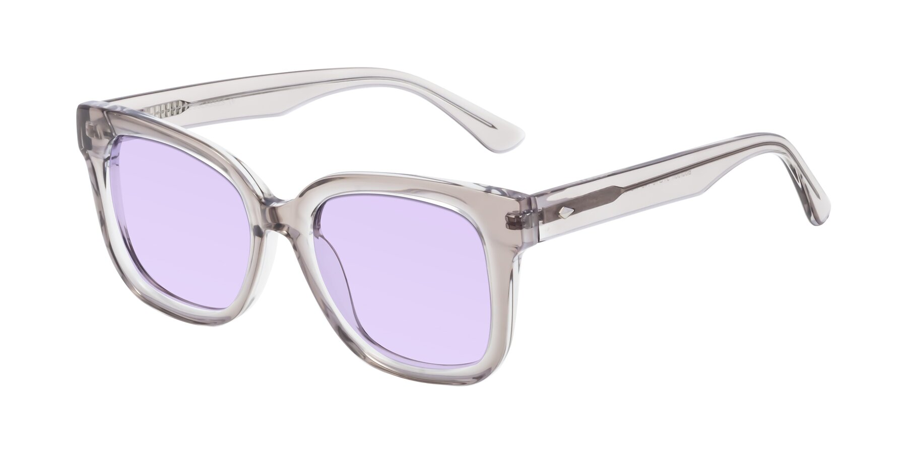 Angle of Bourbon in Transparent Gray with Light Purple Tinted Lenses