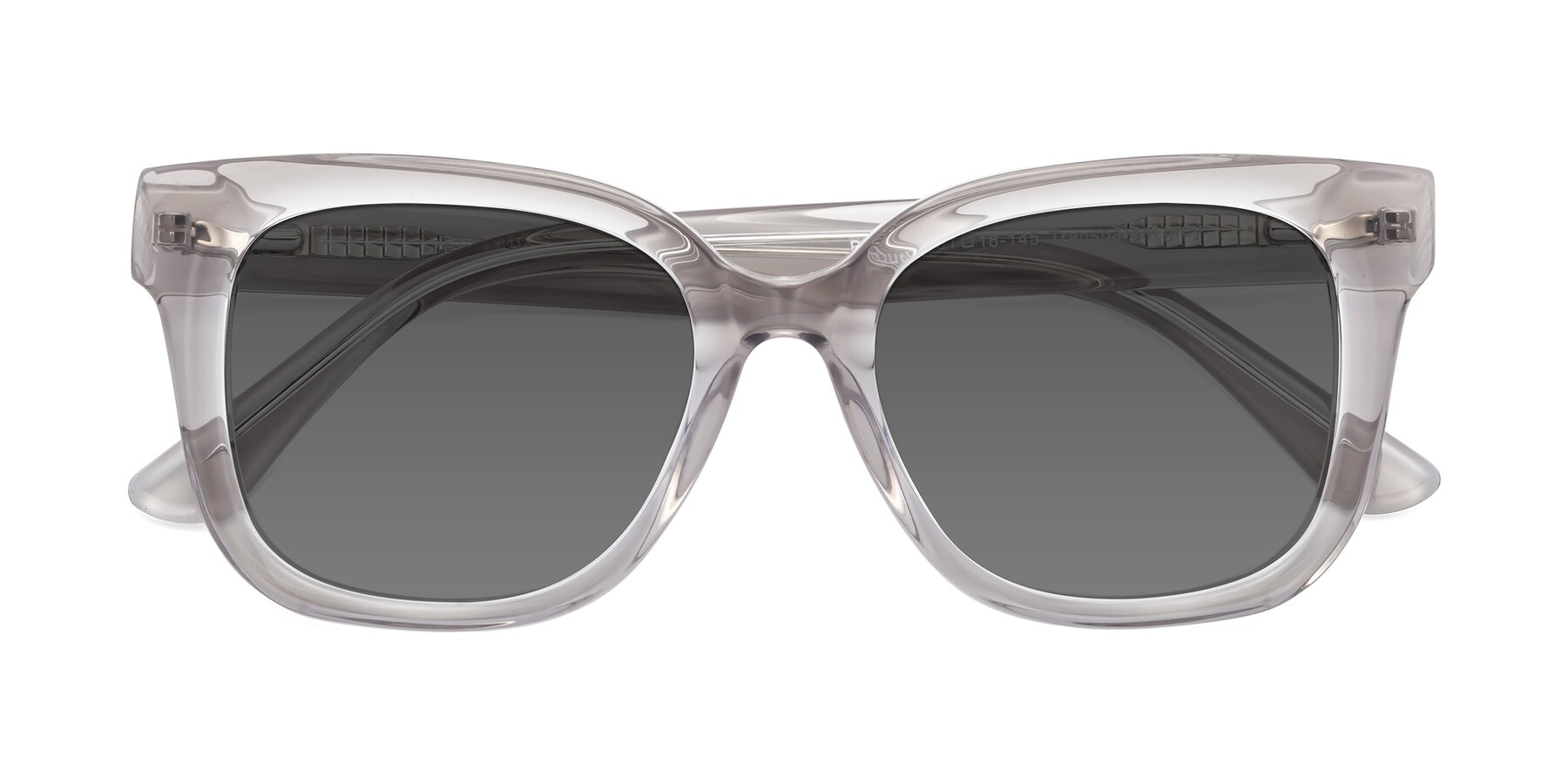 Folded Front of Bourbon in Transparent Gray with Medium Gray Tinted Lenses