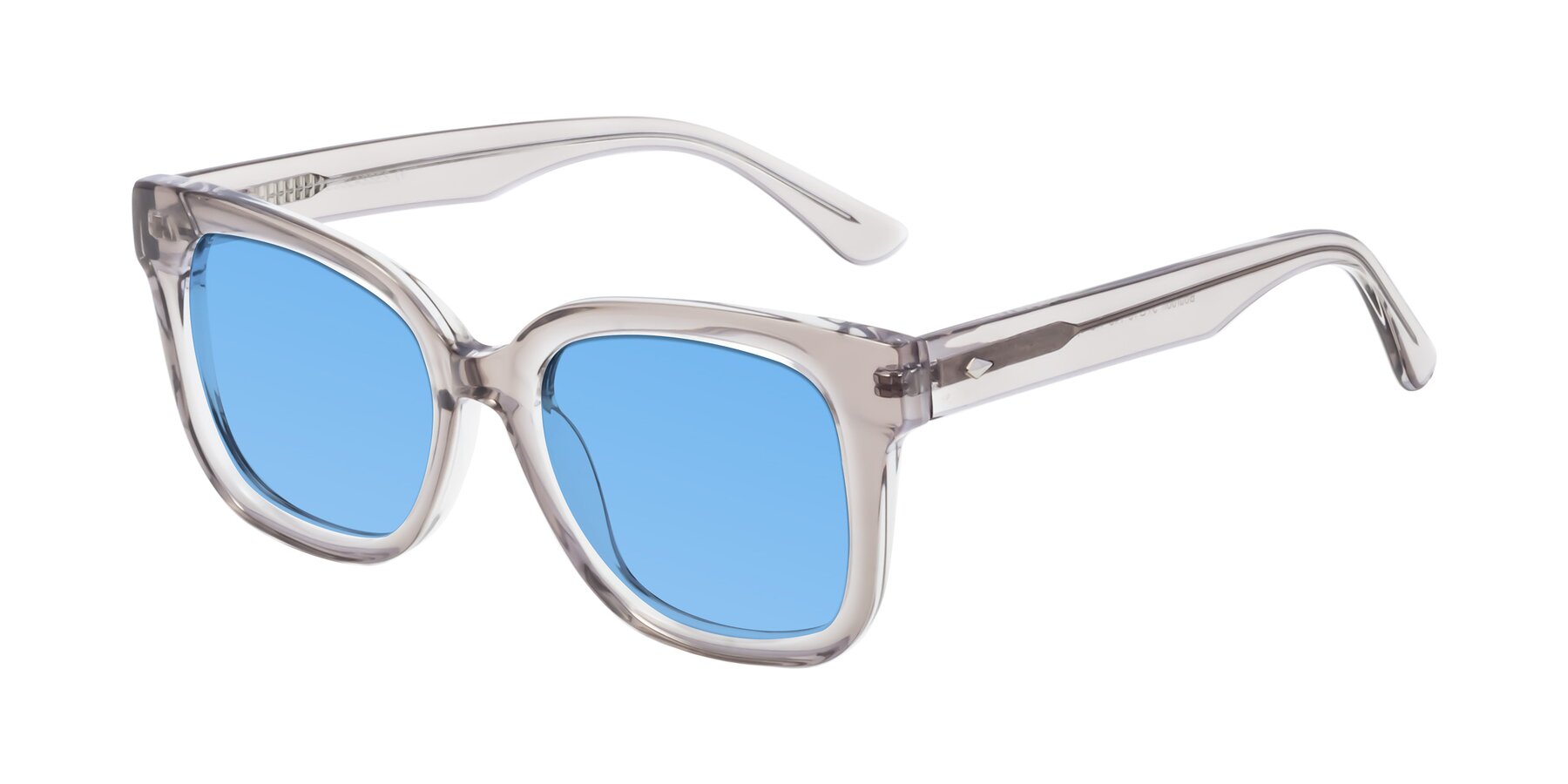 Angle of Bourbon in Transparent Gray with Medium Blue Tinted Lenses