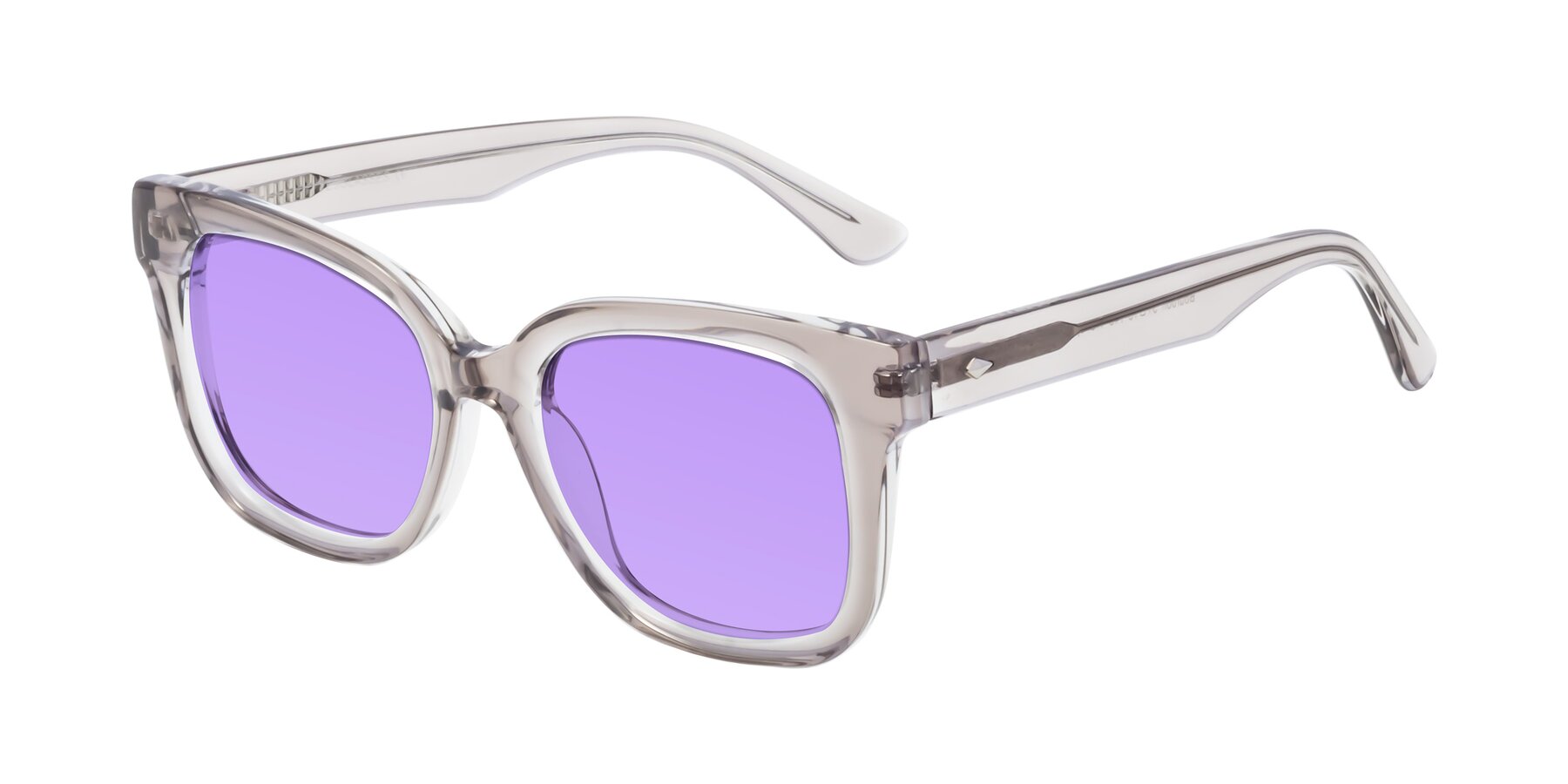 Angle of Bourbon in Transparent Gray with Medium Purple Tinted Lenses