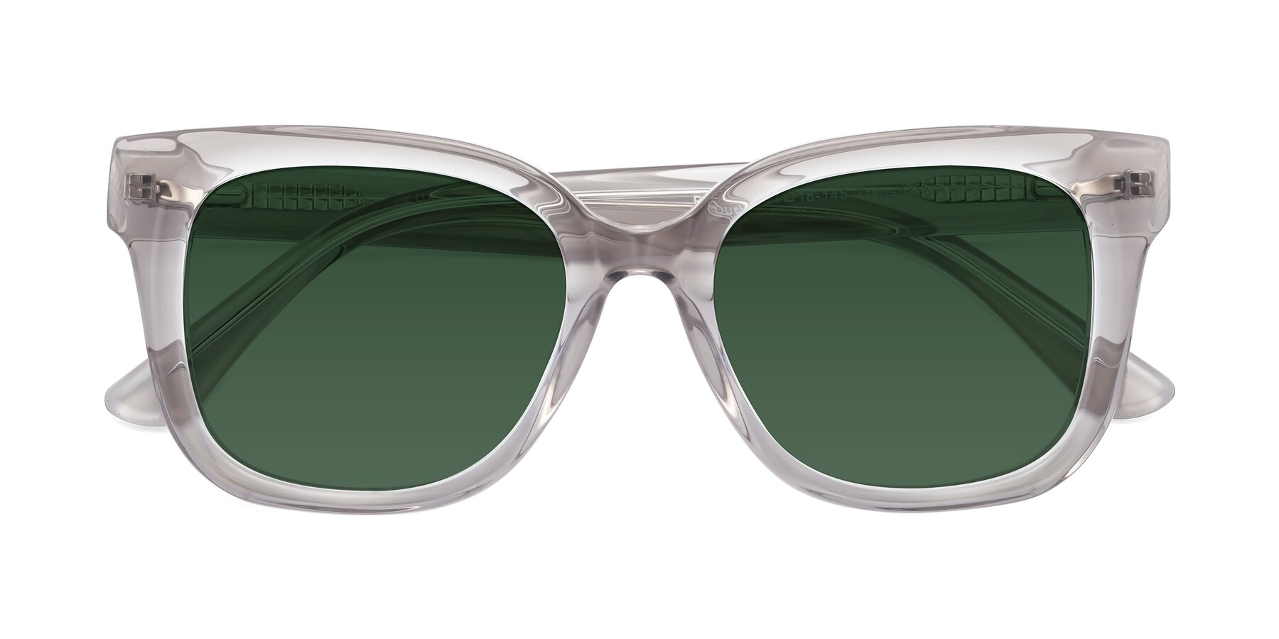 Folded Front of Bourbon in Transparent Gray with Green Tinted Lenses