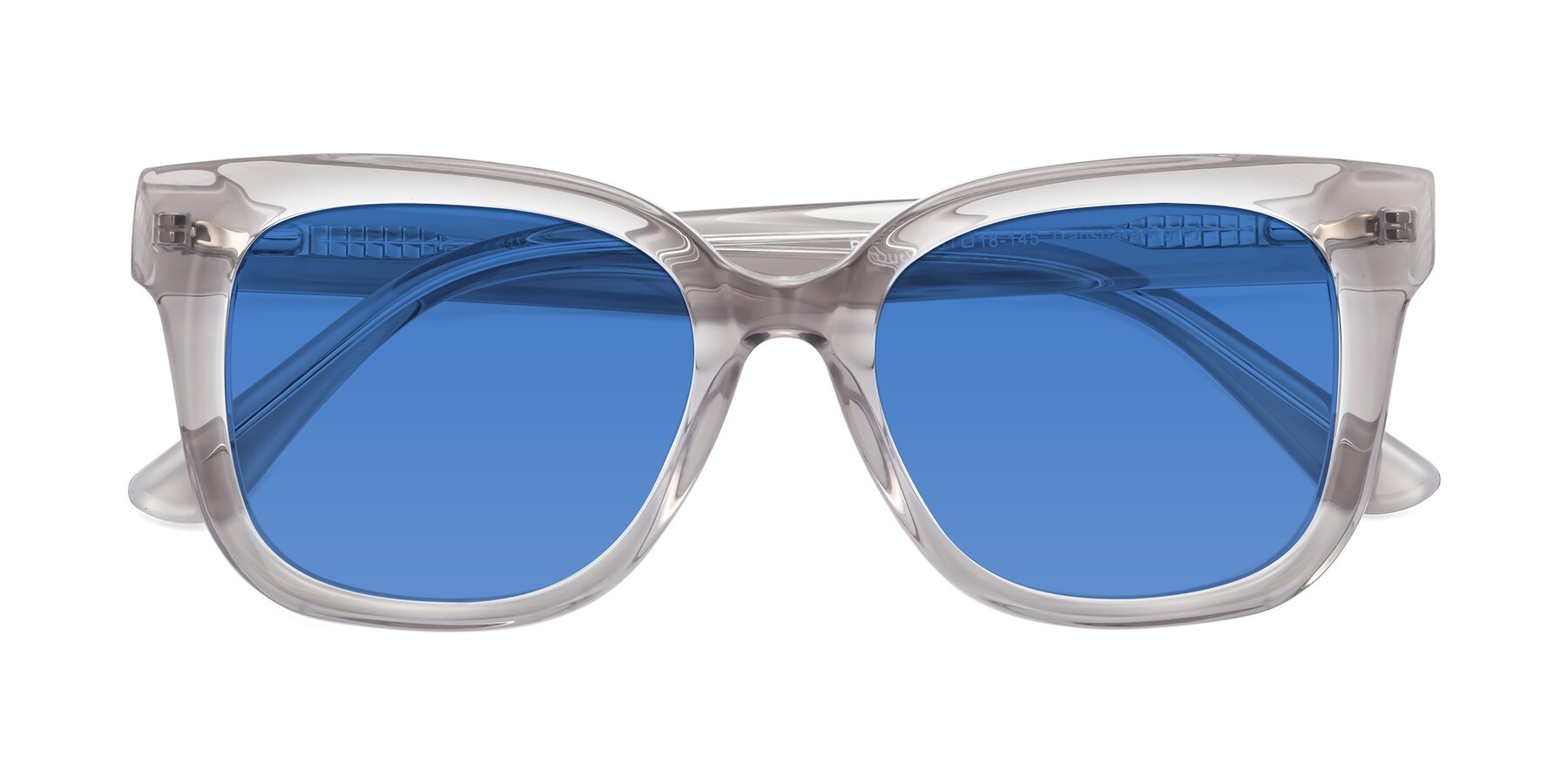 Folded Front of Bourbon in Transparent Gray with Blue Tinted Lenses