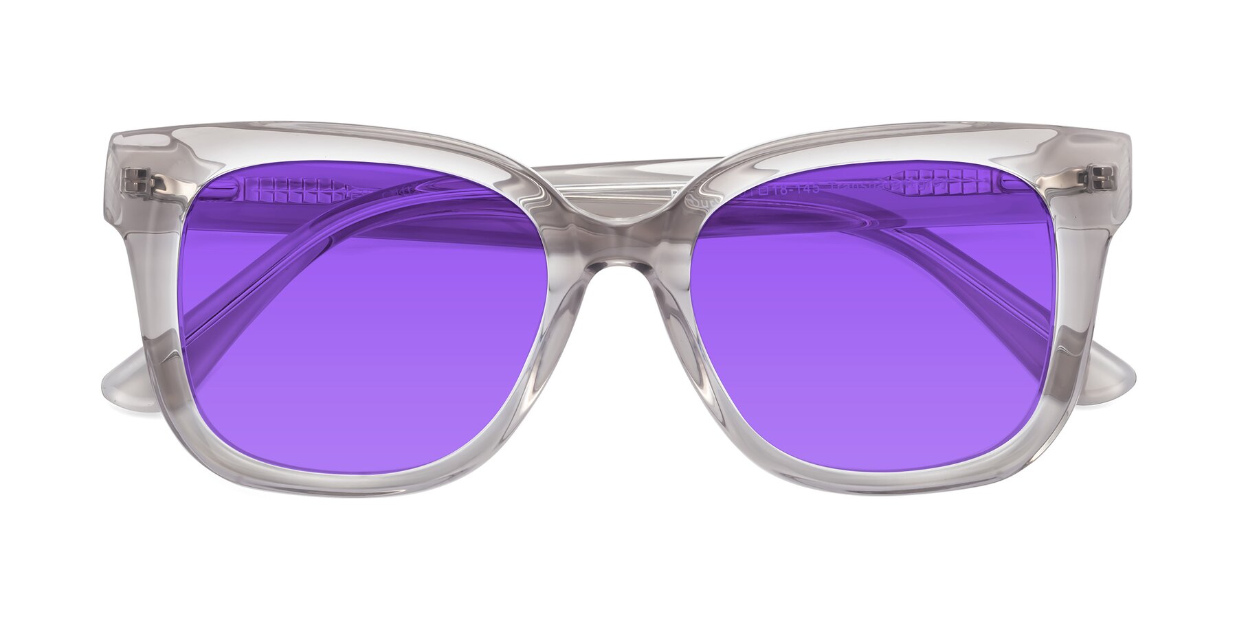 Folded Front of Bourbon in Transparent Gray with Purple Tinted Lenses