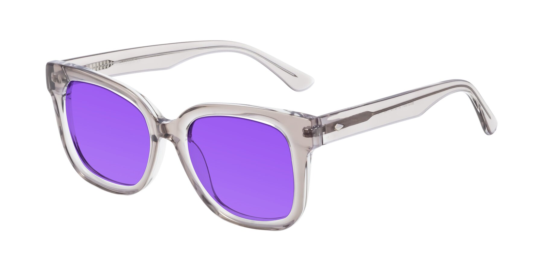 Angle of Bourbon in Transparent Gray with Purple Tinted Lenses