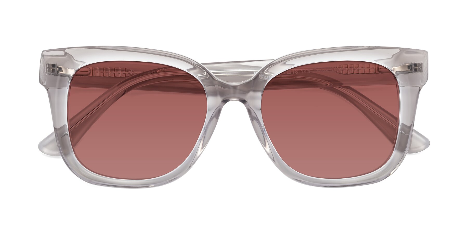 Folded Front of Bourbon in Transparent Gray with Garnet Tinted Lenses