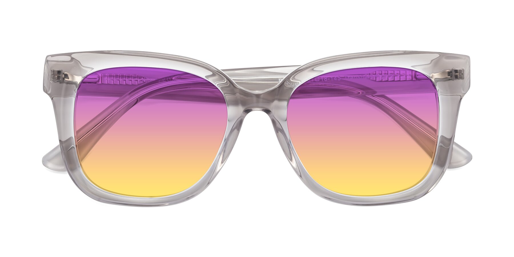 Folded Front of Bourbon in Transparent Gray with Purple / Yellow Gradient Lenses