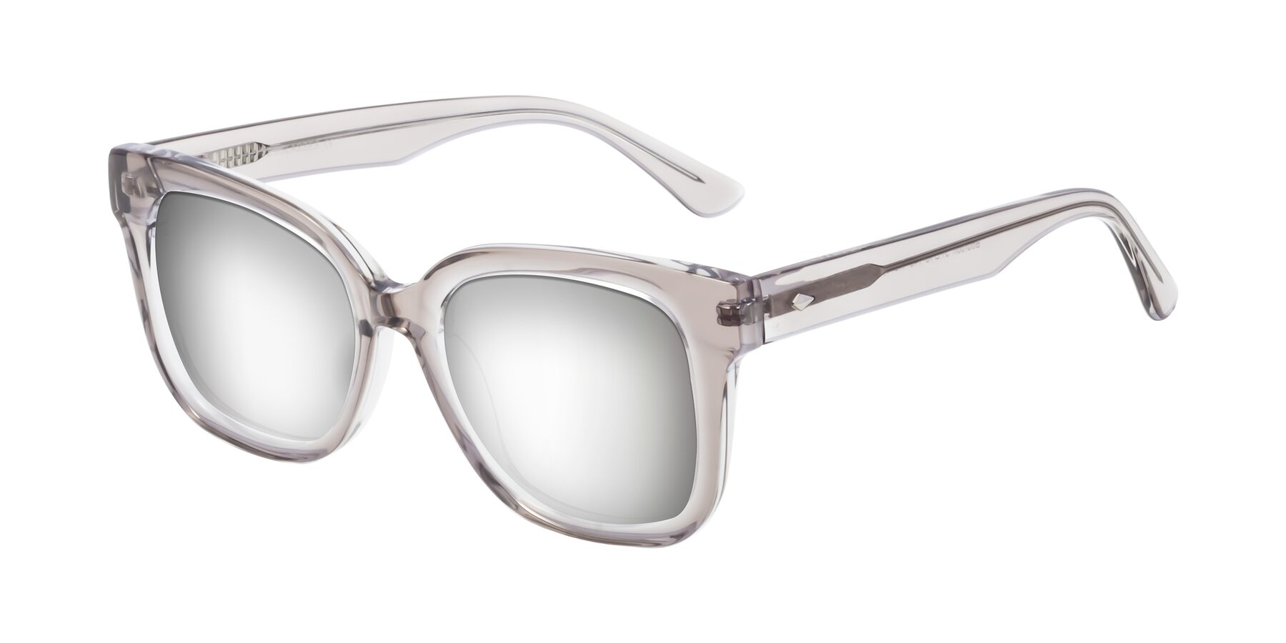 Angle of Bourbon in Transparent Gray with Silver Mirrored Lenses