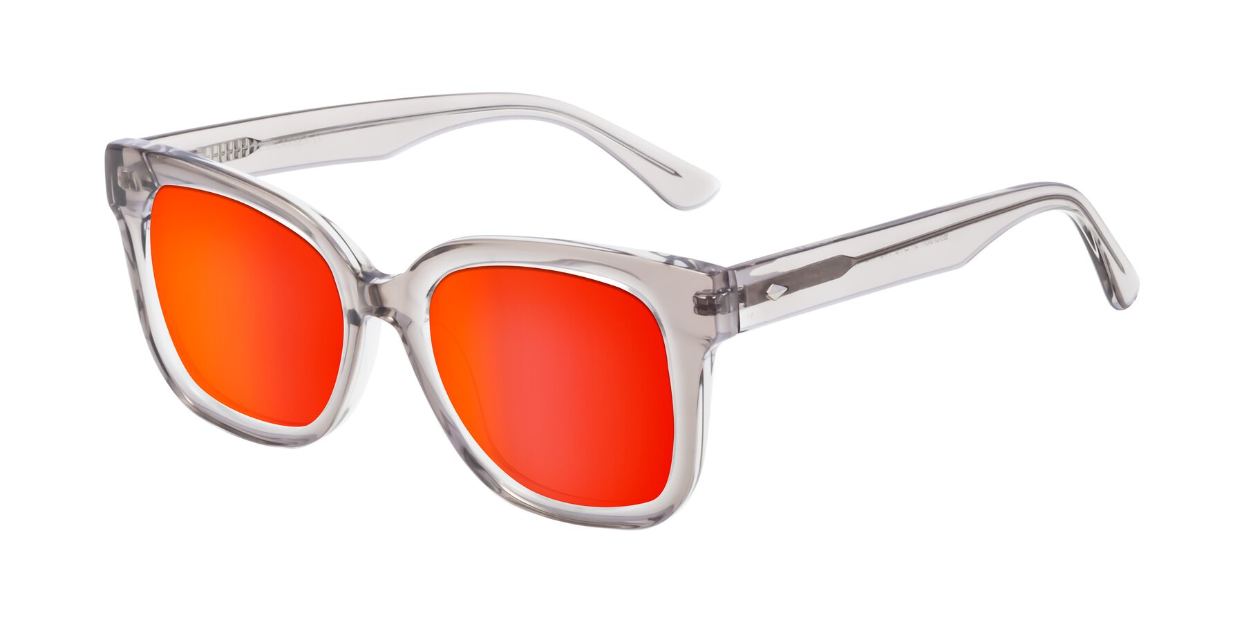 Angle of Bourbon in Transparent Gray with Red Gold Mirrored Lenses