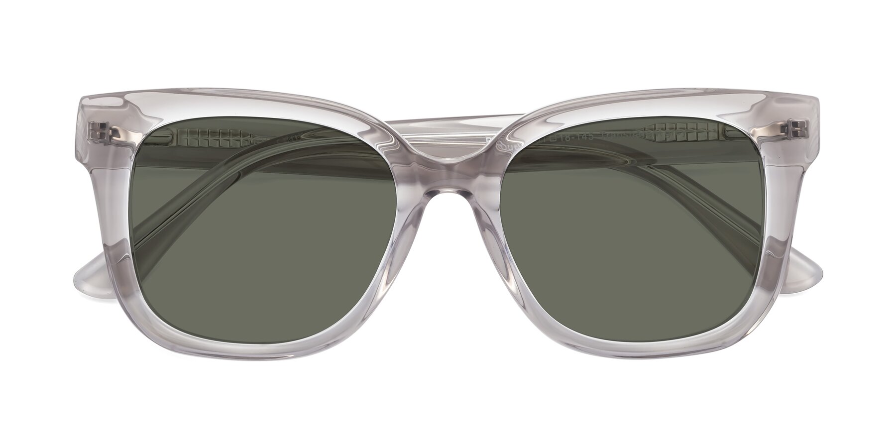 Folded Front of Bourbon in Transparent Gray with Gray Polarized Lenses