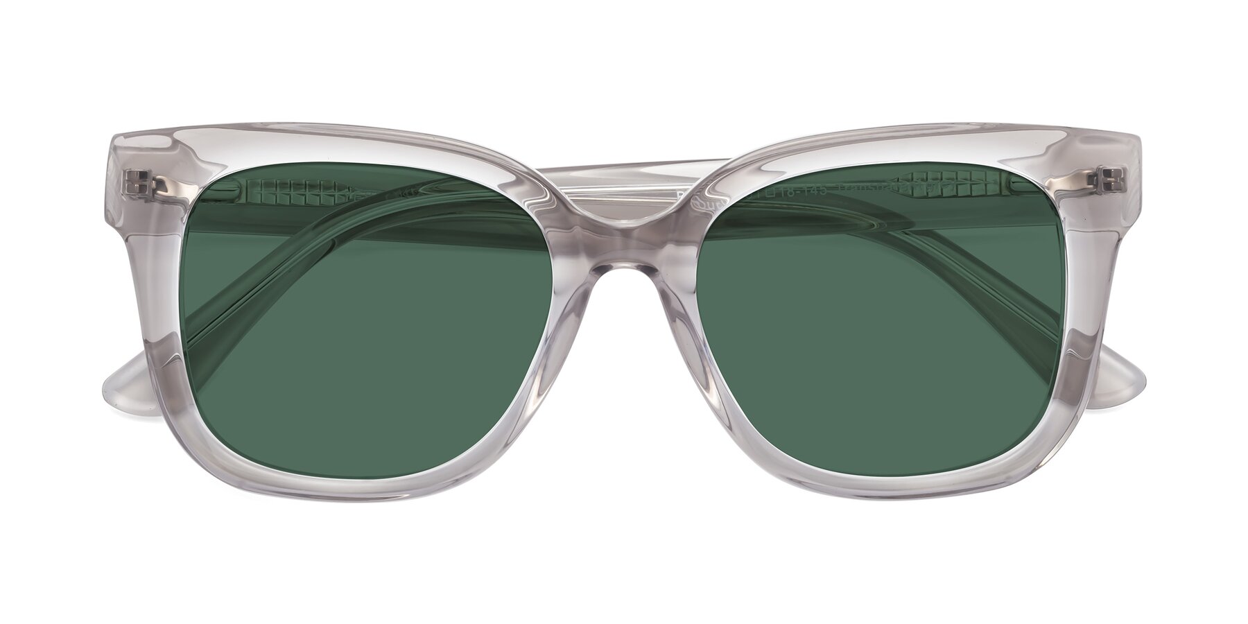 Folded Front of Bourbon in Transparent Gray with Green Polarized Lenses