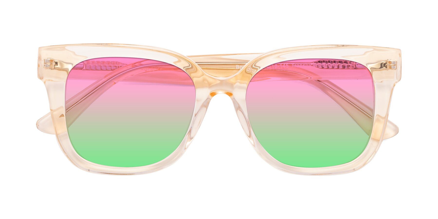 Folded Front of Bourbon in Translucent Brown with Pink / Green Gradient Lenses
