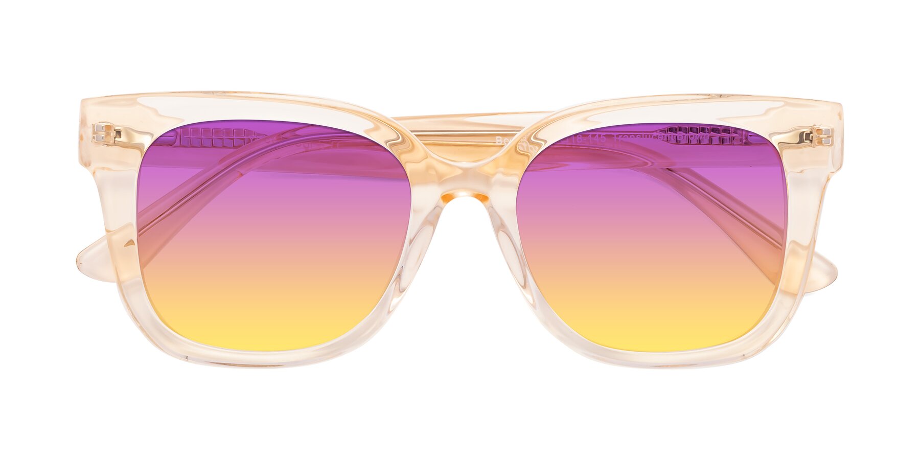 Folded Front of Bourbon in Translucent Brown with Purple / Yellow Gradient Lenses