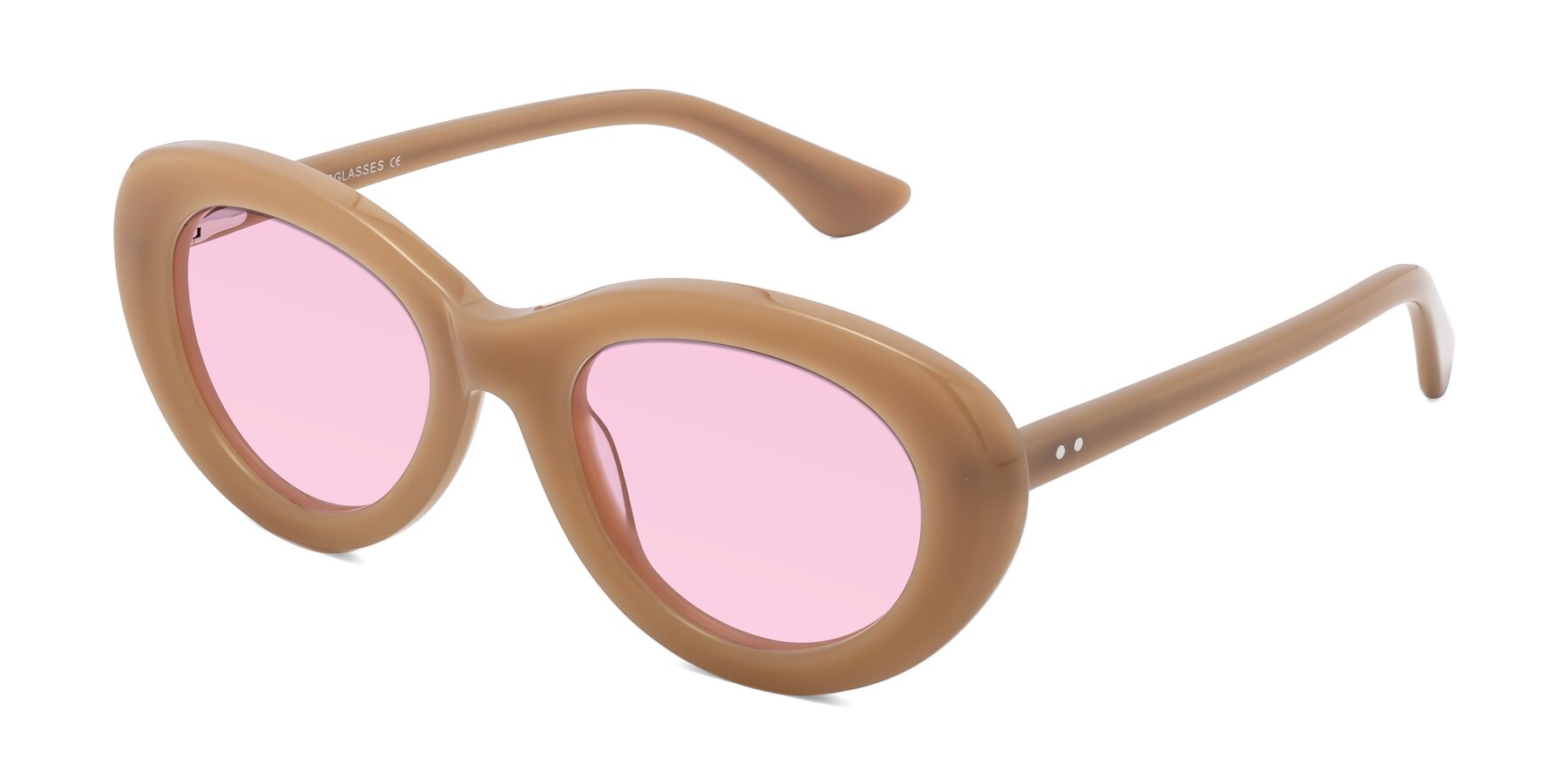 Angle of Taffeta in Brown with Light Pink Tinted Lenses
