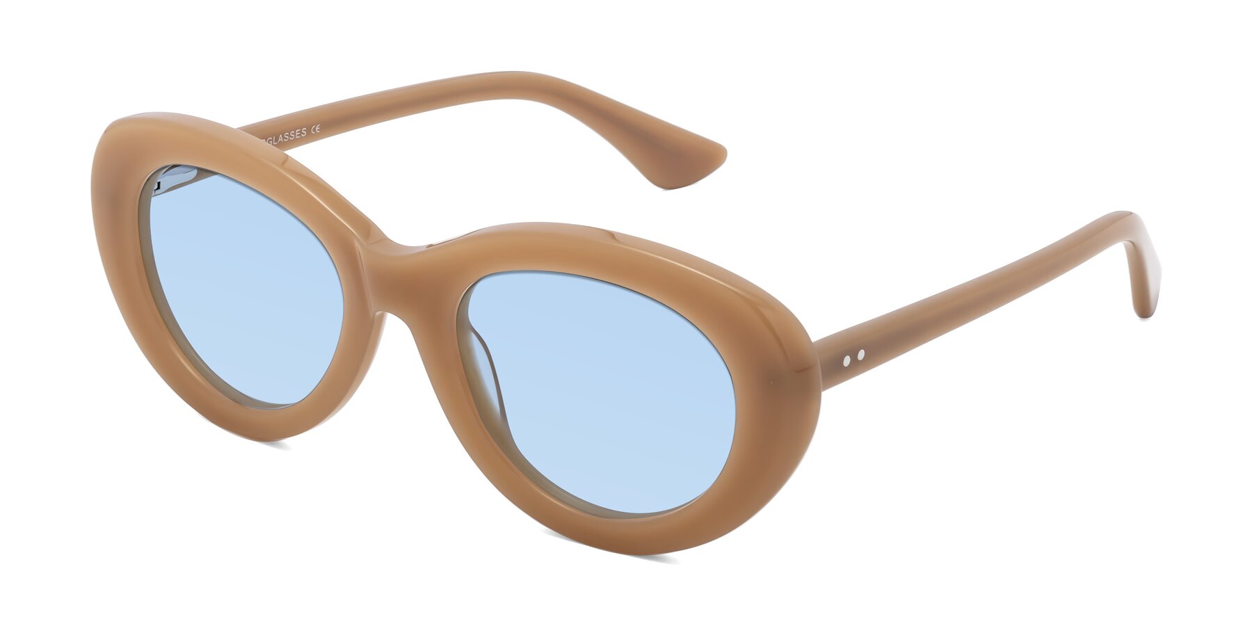 Angle of Taffeta in Brown with Light Blue Tinted Lenses