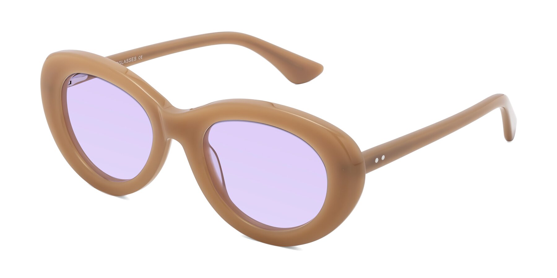 Angle of Taffeta in Brown with Light Purple Tinted Lenses