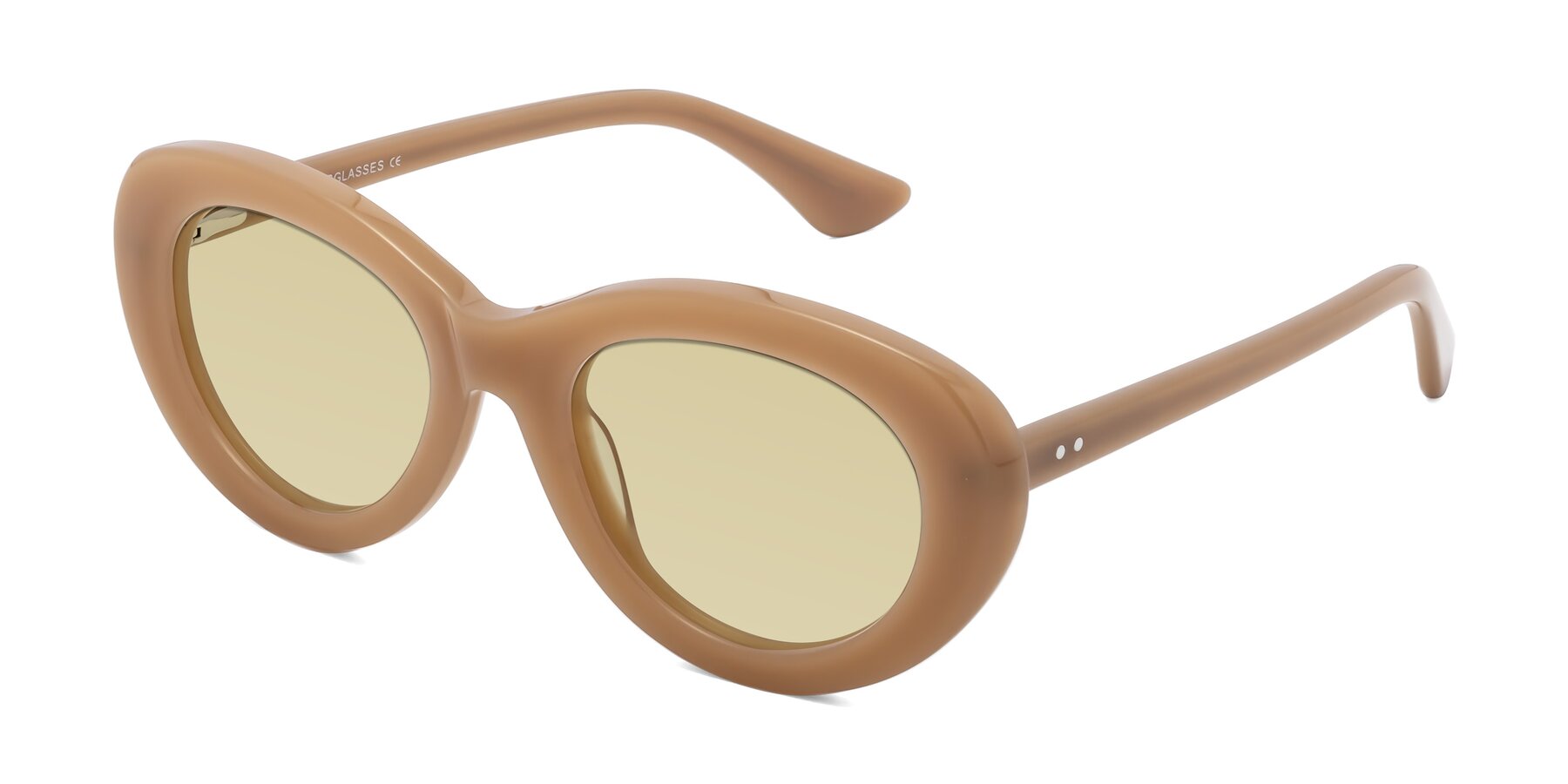 Angle of Taffeta in Brown with Light Champagne Tinted Lenses
