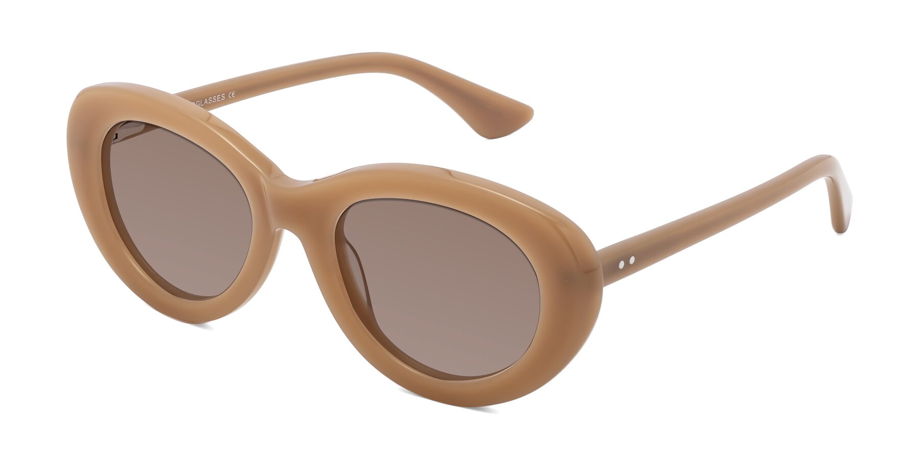 Angle of Taffeta in Brown with Medium Brown Tinted Lenses