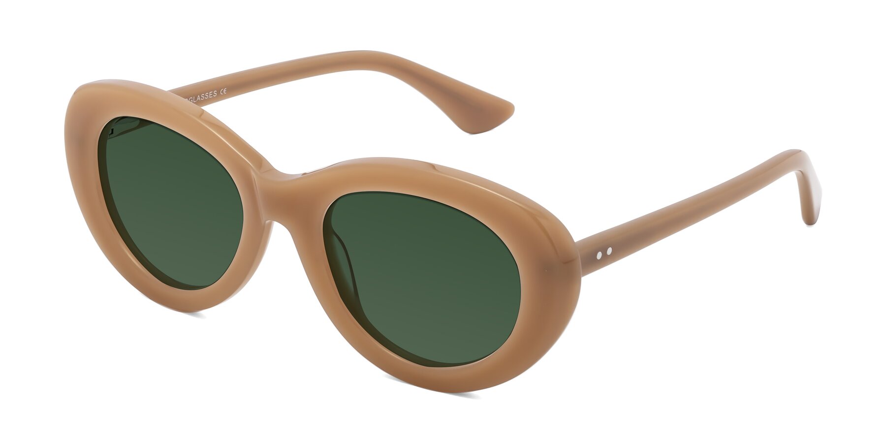 Angle of Taffeta in Brown with Green Tinted Lenses