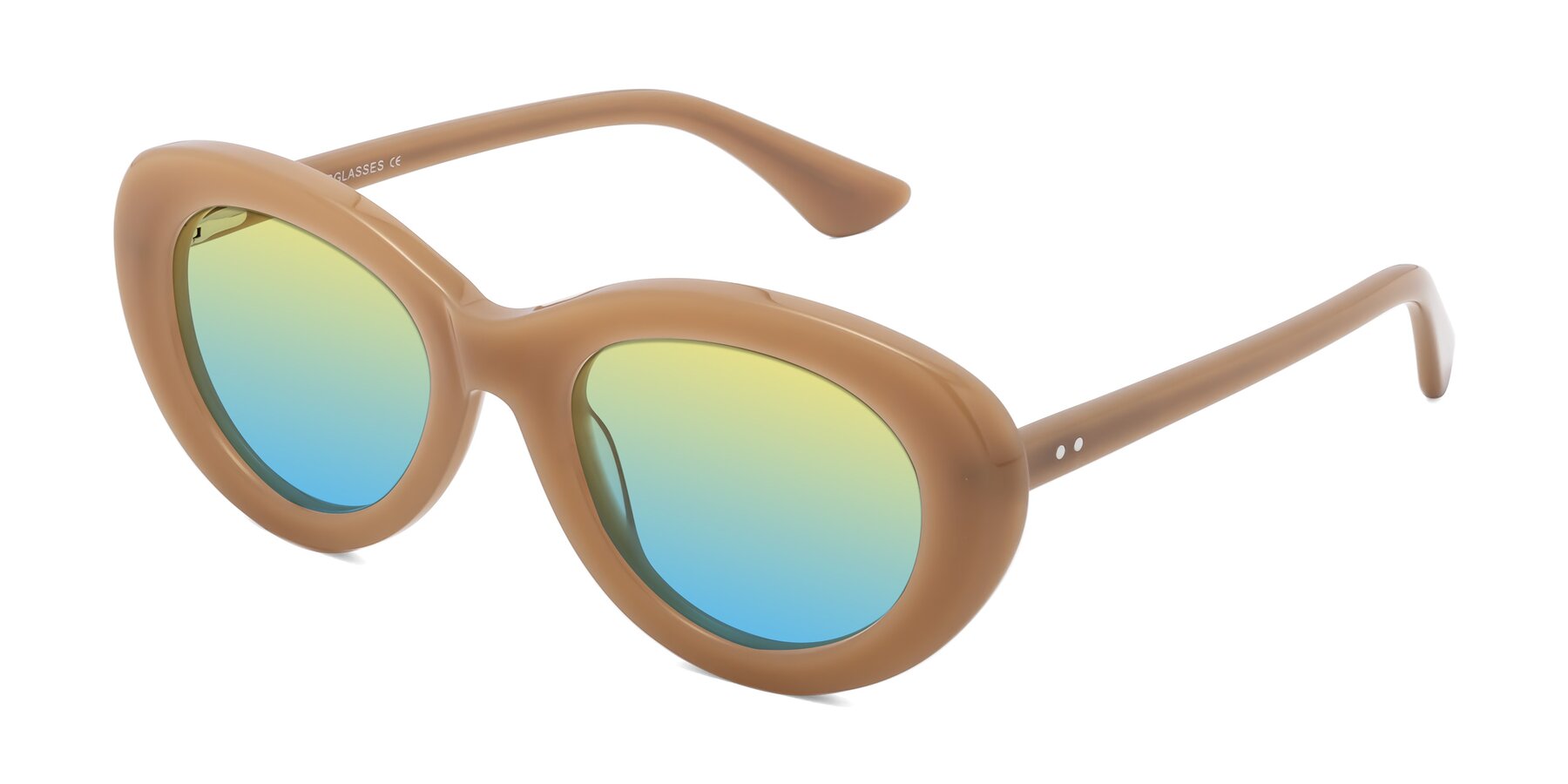 Angle of Taffeta in Brown with Yellow / Blue Gradient Lenses