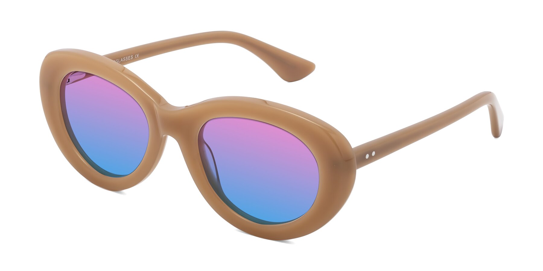 Angle of Taffeta in Brown with Pink / Blue Gradient Lenses
