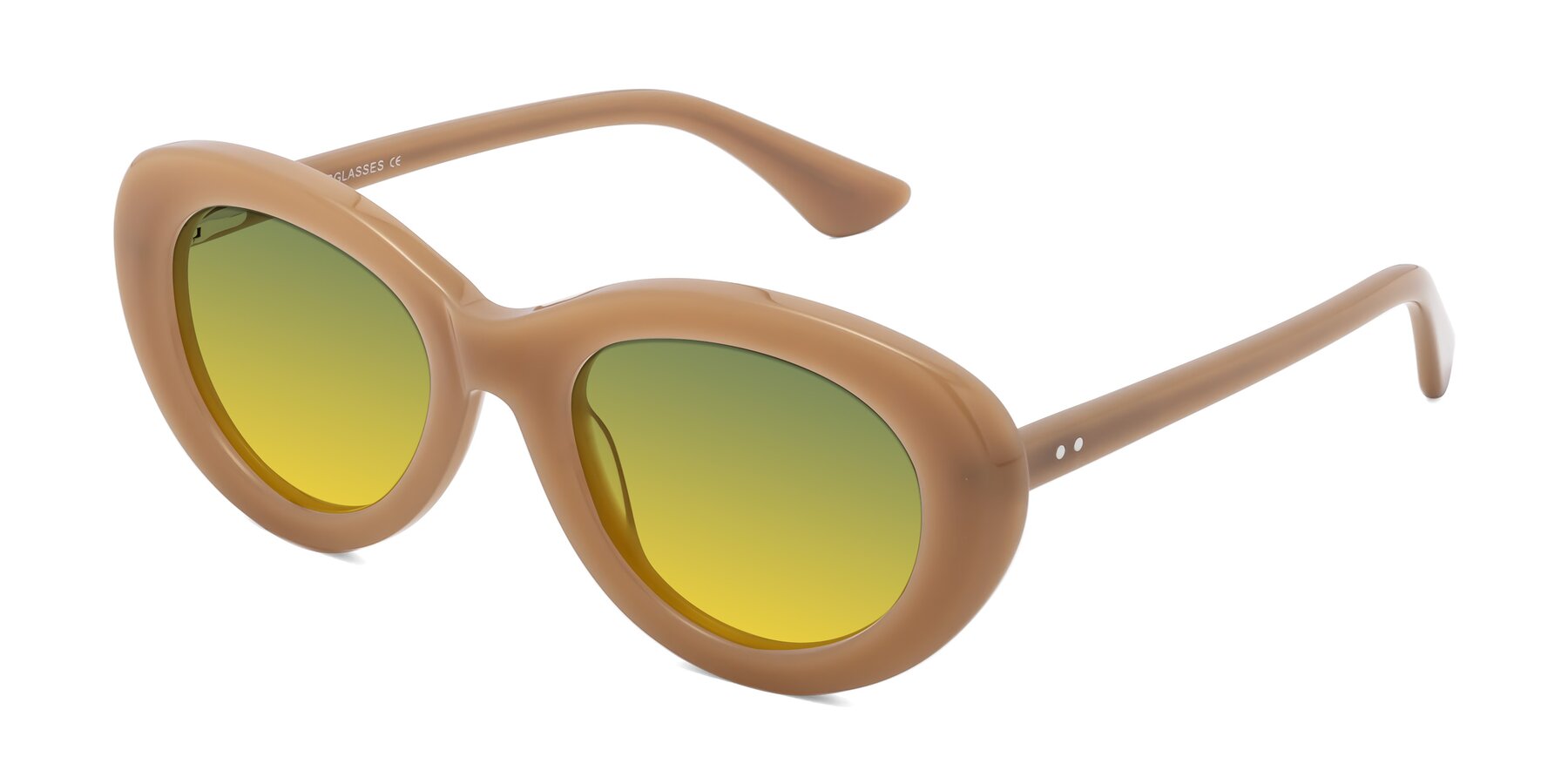 Angle of Taffeta in Brown with Green / Yellow Gradient Lenses