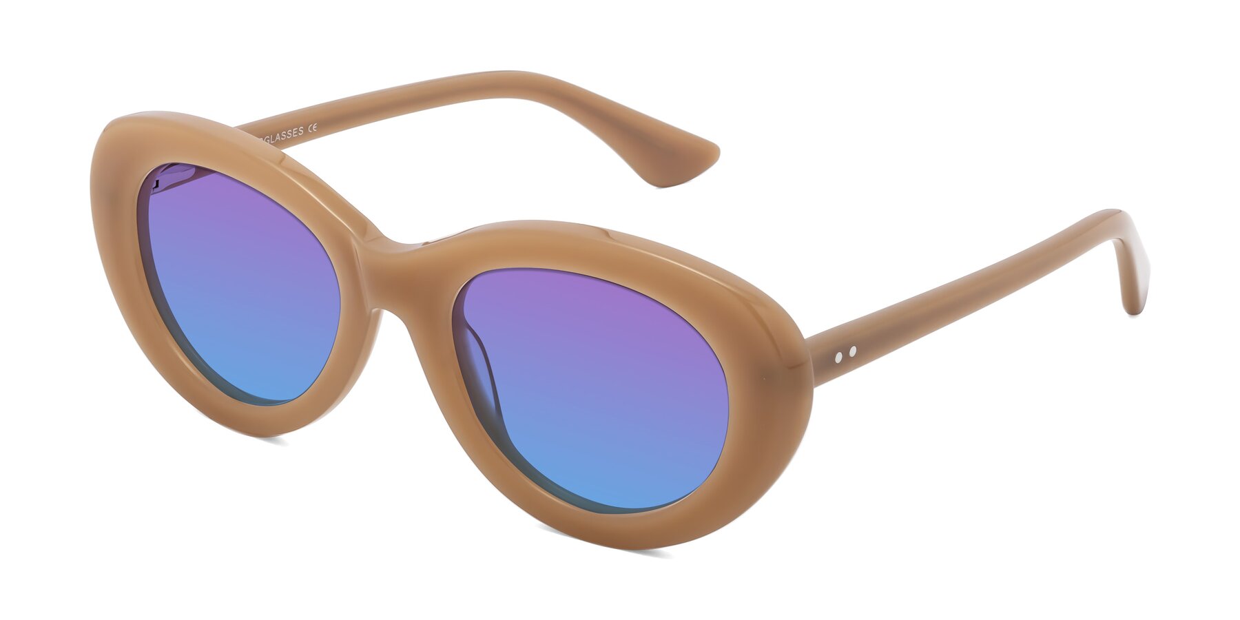 Angle of Taffeta in Brown with Purple / Blue Gradient Lenses