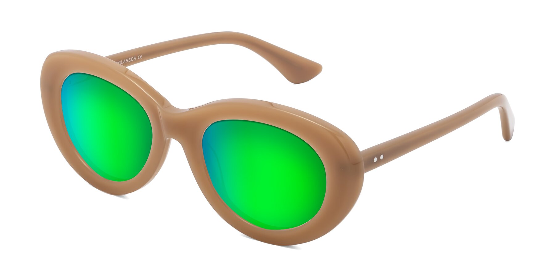 Angle of Taffeta in Brown with Green Mirrored Lenses