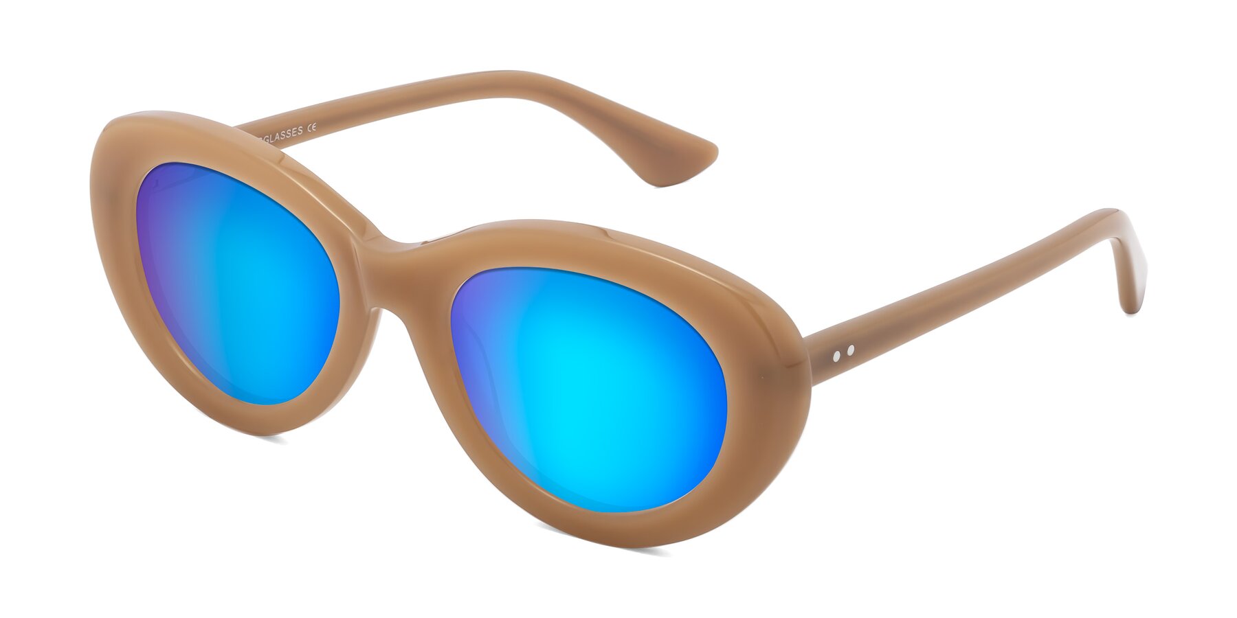 Angle of Taffeta in Brown with Blue Mirrored Lenses