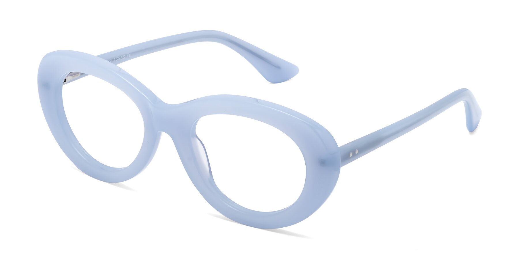 Angle of Taffeta in Blue with Clear Eyeglass Lenses