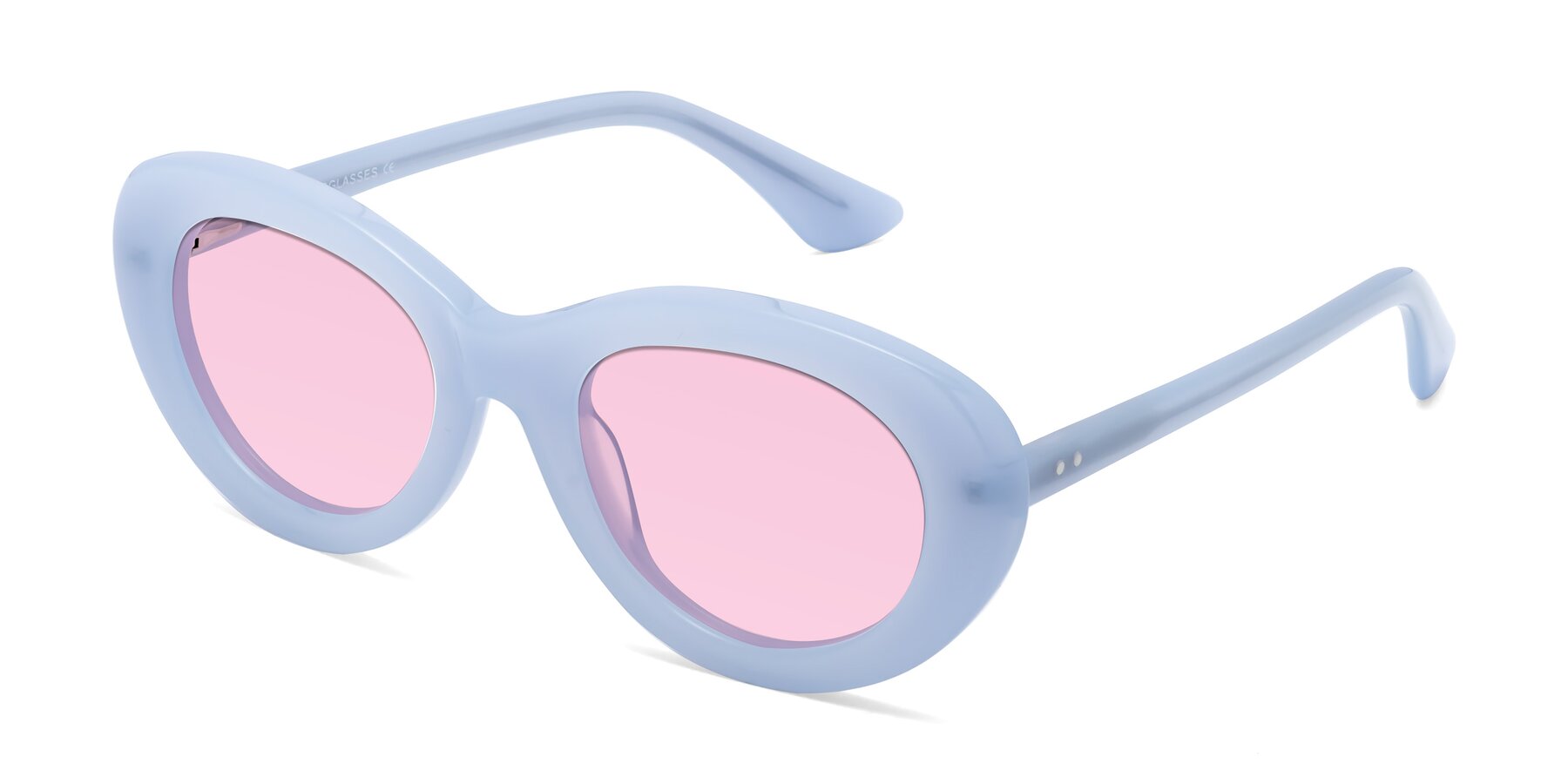 Angle of Taffeta in Blue with Light Pink Tinted Lenses