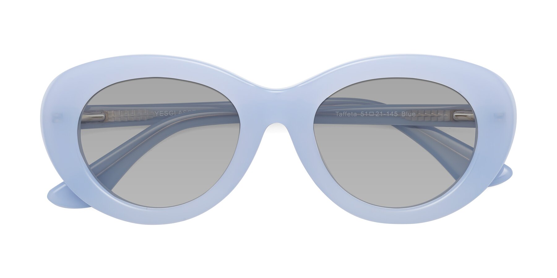 Folded Front of Taffeta in Blue with Light Gray Tinted Lenses