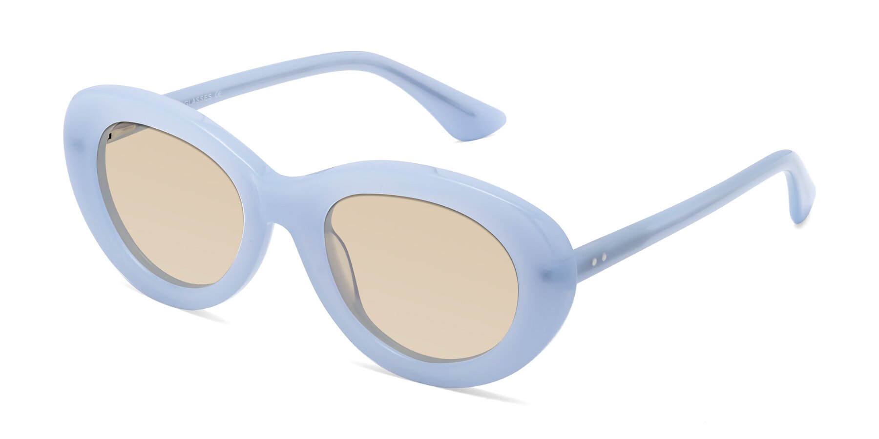Angle of Taffeta in Blue with Light Brown Tinted Lenses