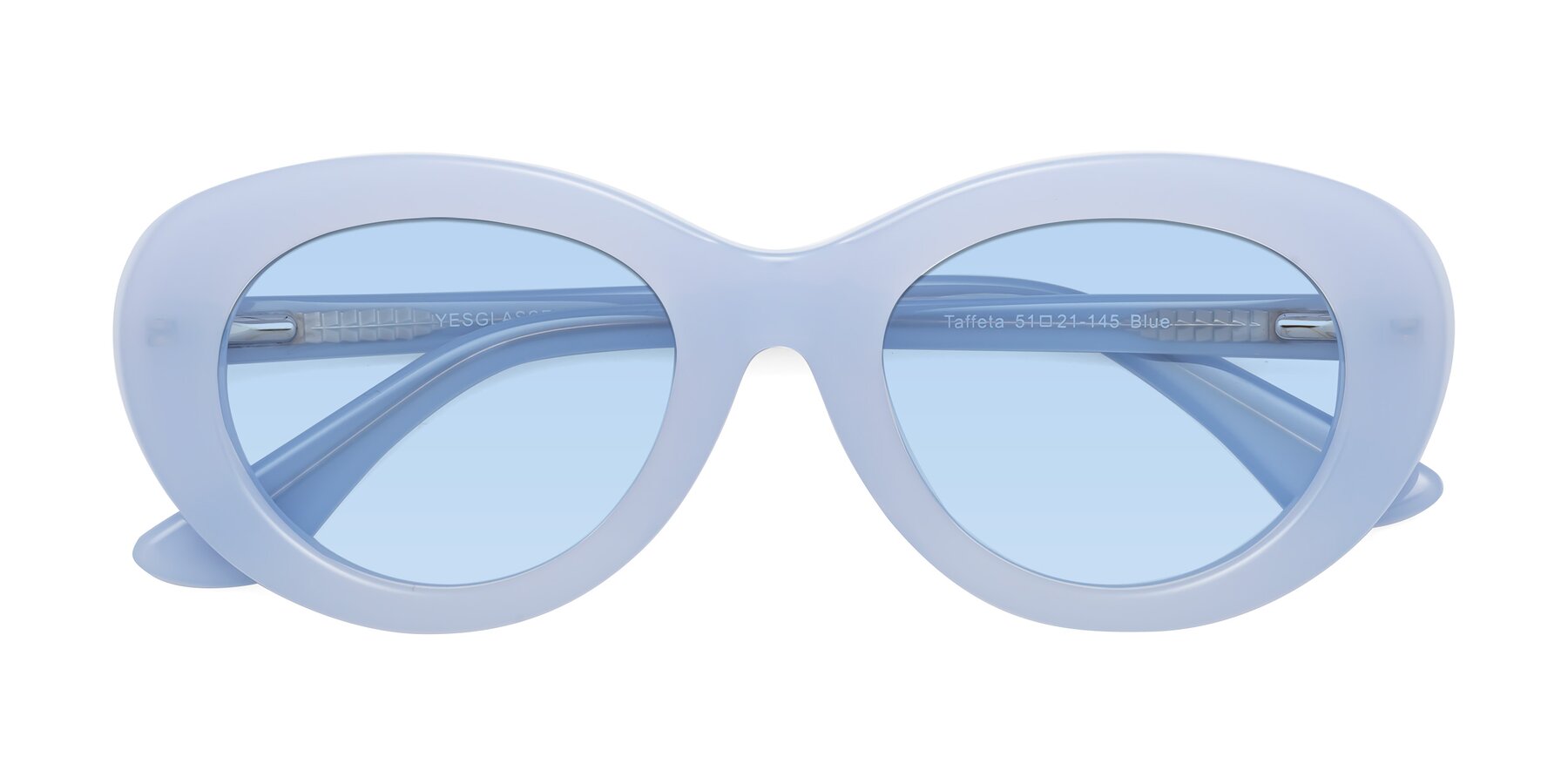 Folded Front of Taffeta in Blue with Light Blue Tinted Lenses