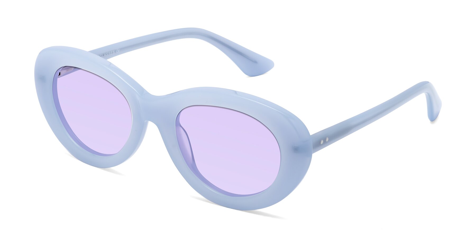 Angle of Taffeta in Blue with Light Purple Tinted Lenses