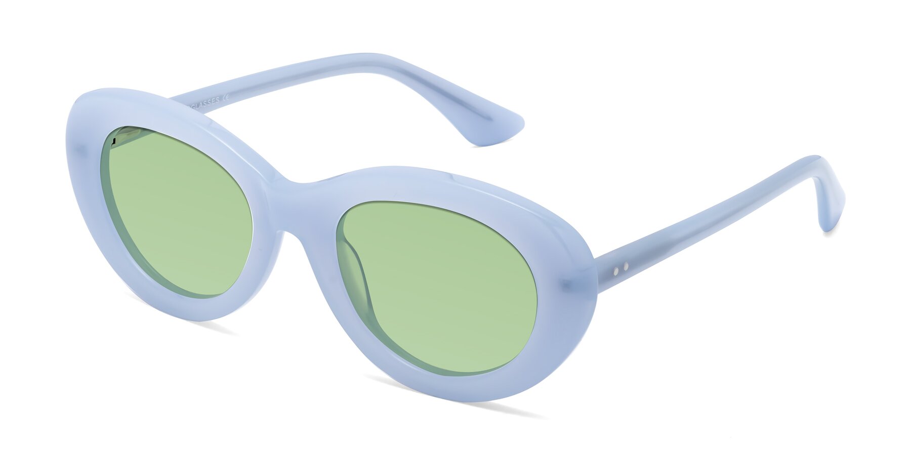 Angle of Taffeta in Blue with Medium Green Tinted Lenses