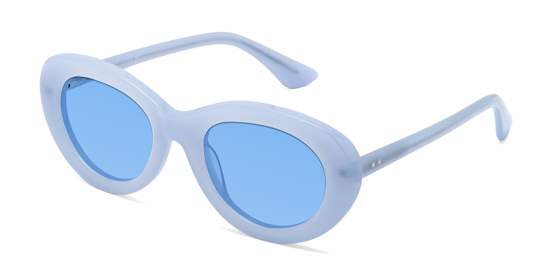 Angle of Taffeta in Blue with Medium Blue Tinted Lenses