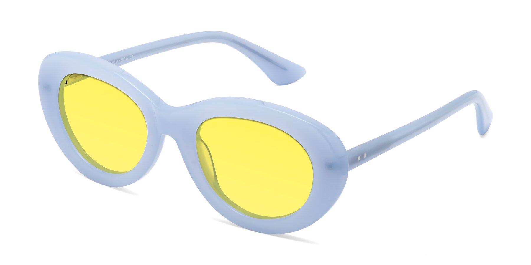 Angle of Taffeta in Blue with Medium Yellow Tinted Lenses