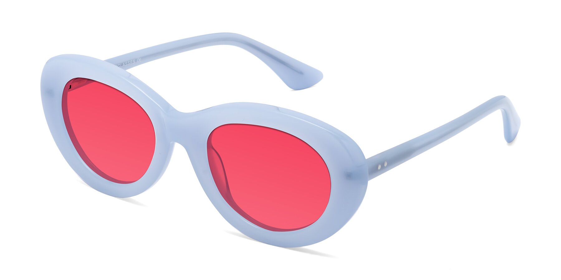Angle of Taffeta in Blue with Red Tinted Lenses