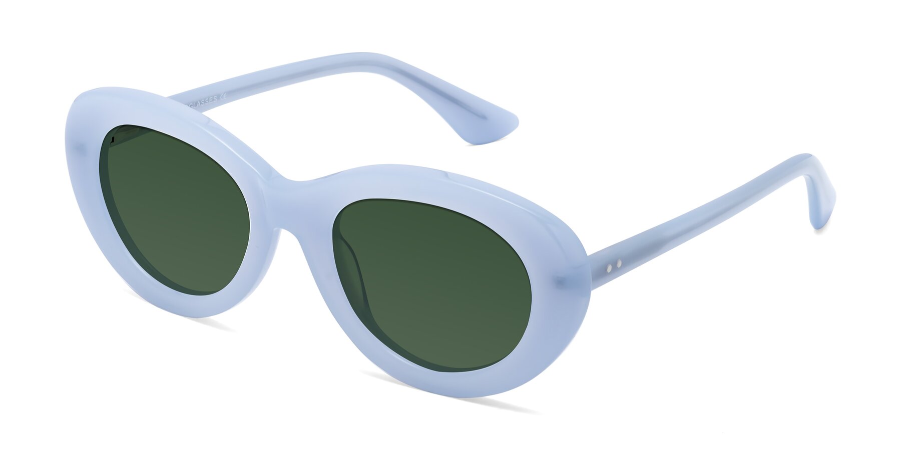 Angle of Taffeta in Blue with Green Tinted Lenses