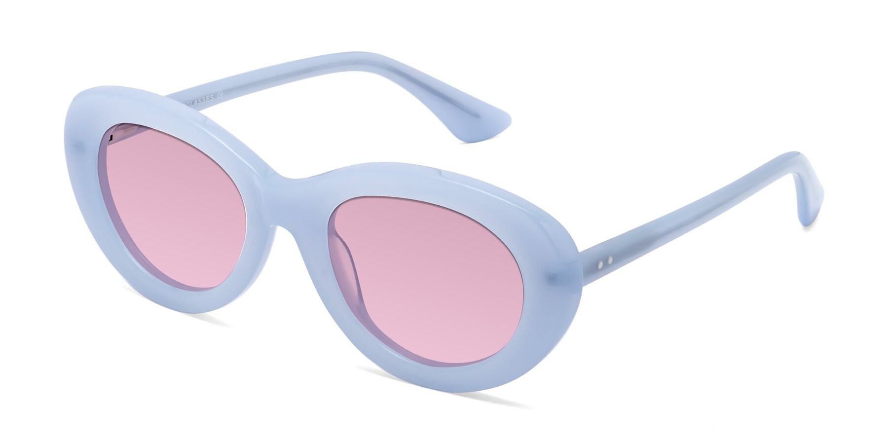 Angle of Taffeta in Blue with Light Wine Tinted Lenses