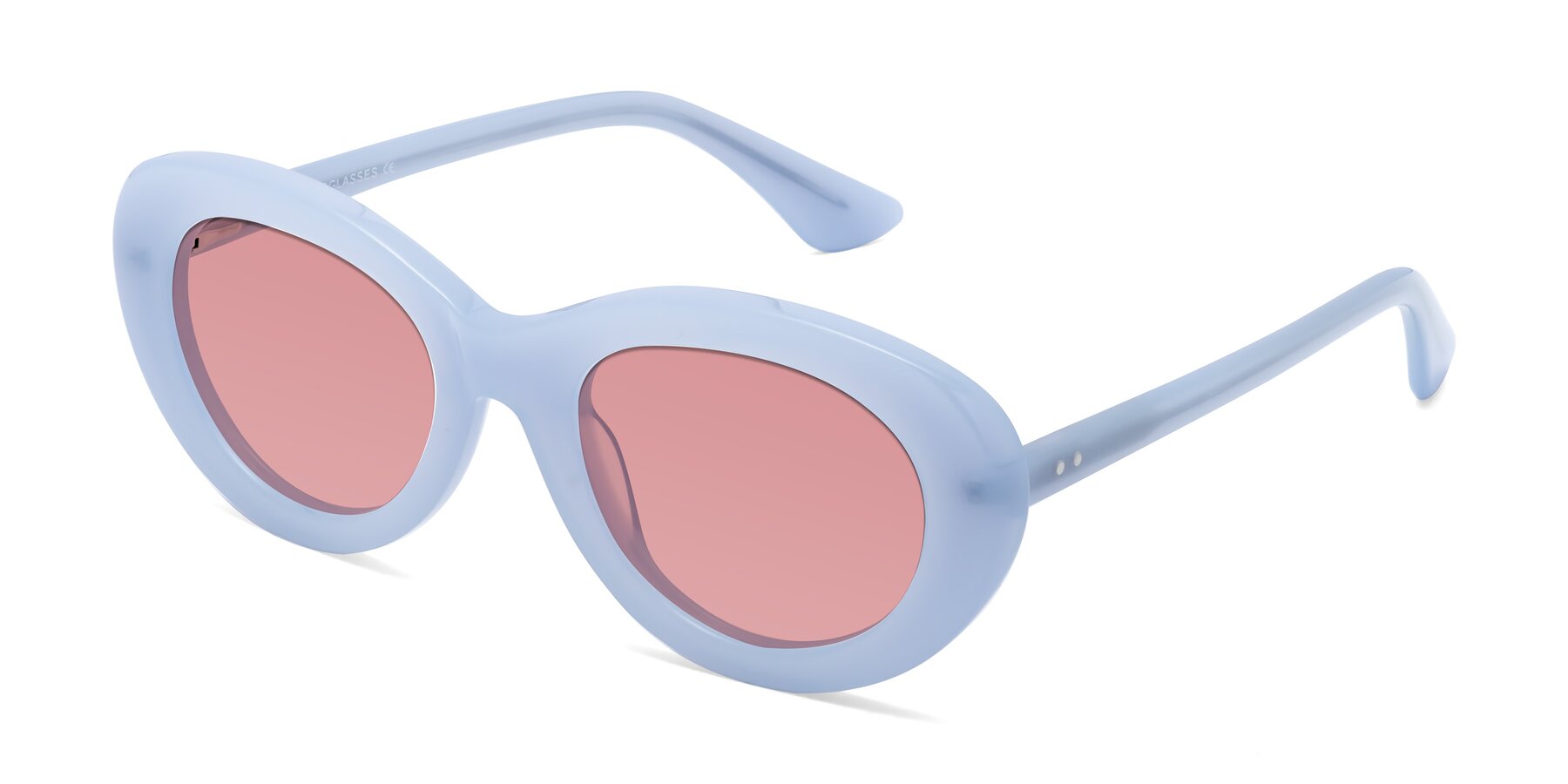 Angle of Taffeta in Blue with Medium Garnet Tinted Lenses