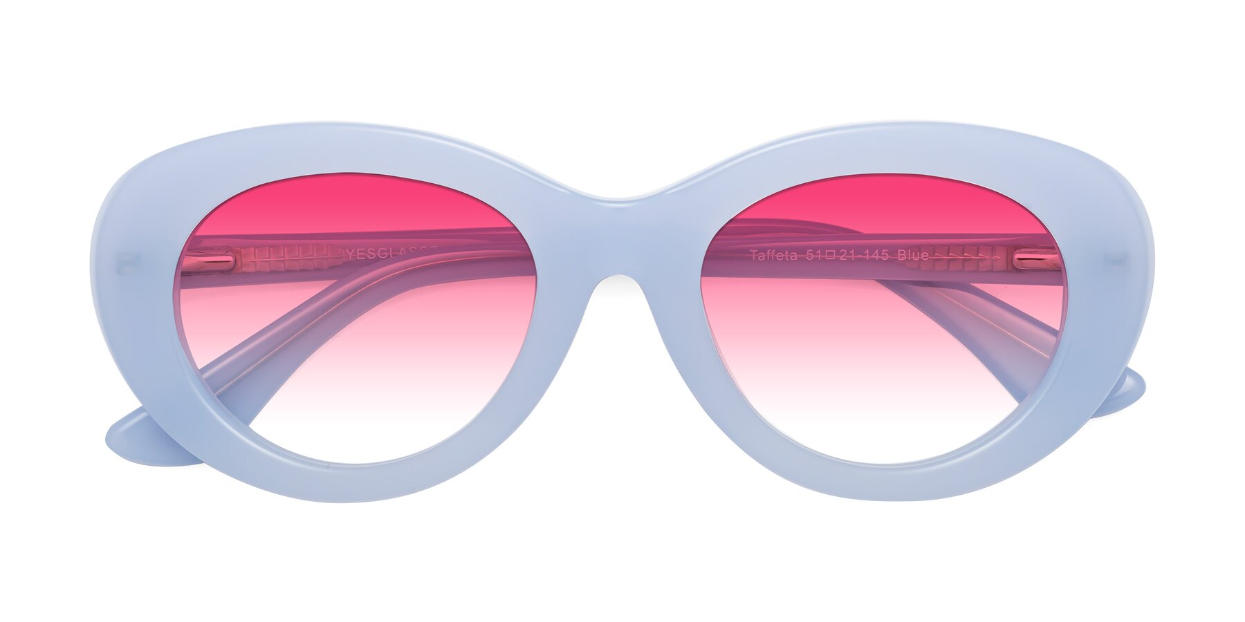 Folded Front of Taffeta in Blue with Pink Gradient Lenses