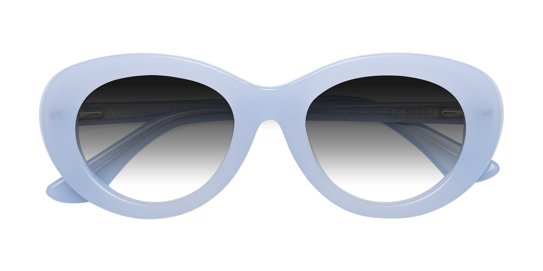 Folded Front of Taffeta in Blue with Gray Gradient Lenses
