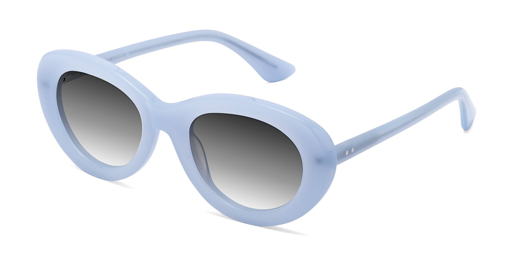 Angle of Taffeta in Blue with Gray Gradient Lenses