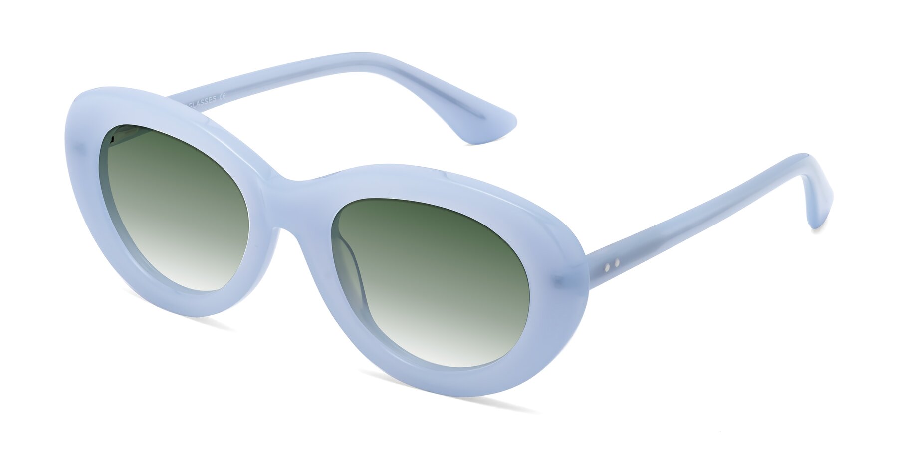 Angle of Taffeta in Blue with Green Gradient Lenses