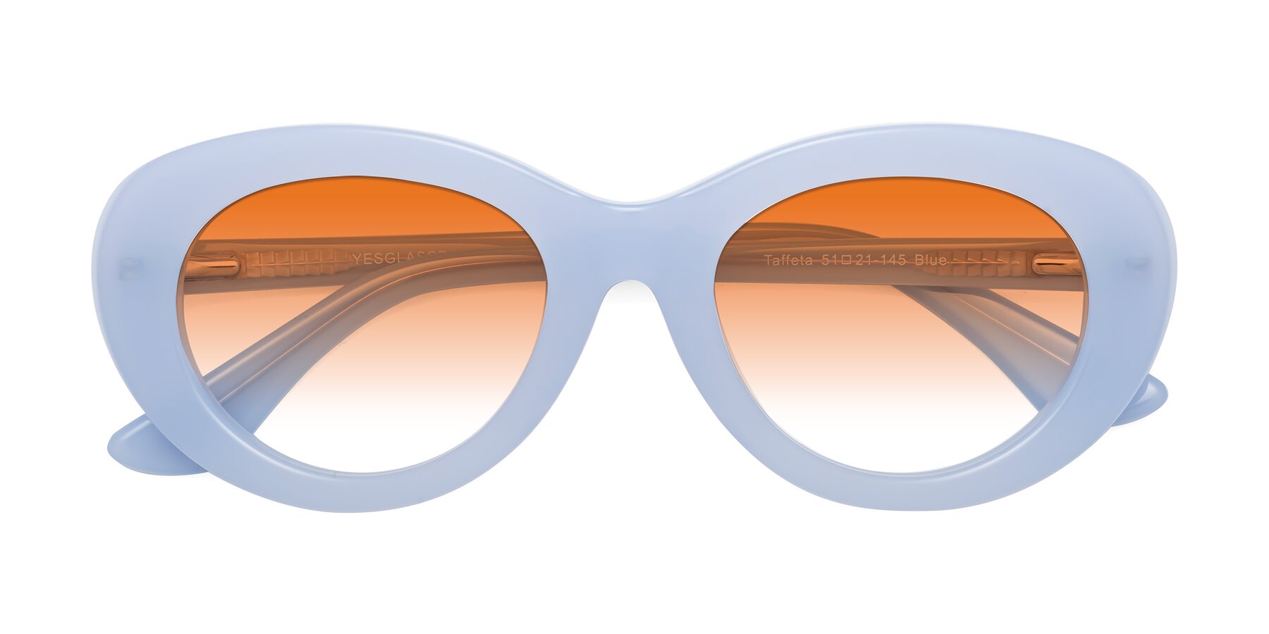 Folded Front of Taffeta in Blue with Orange Gradient Lenses