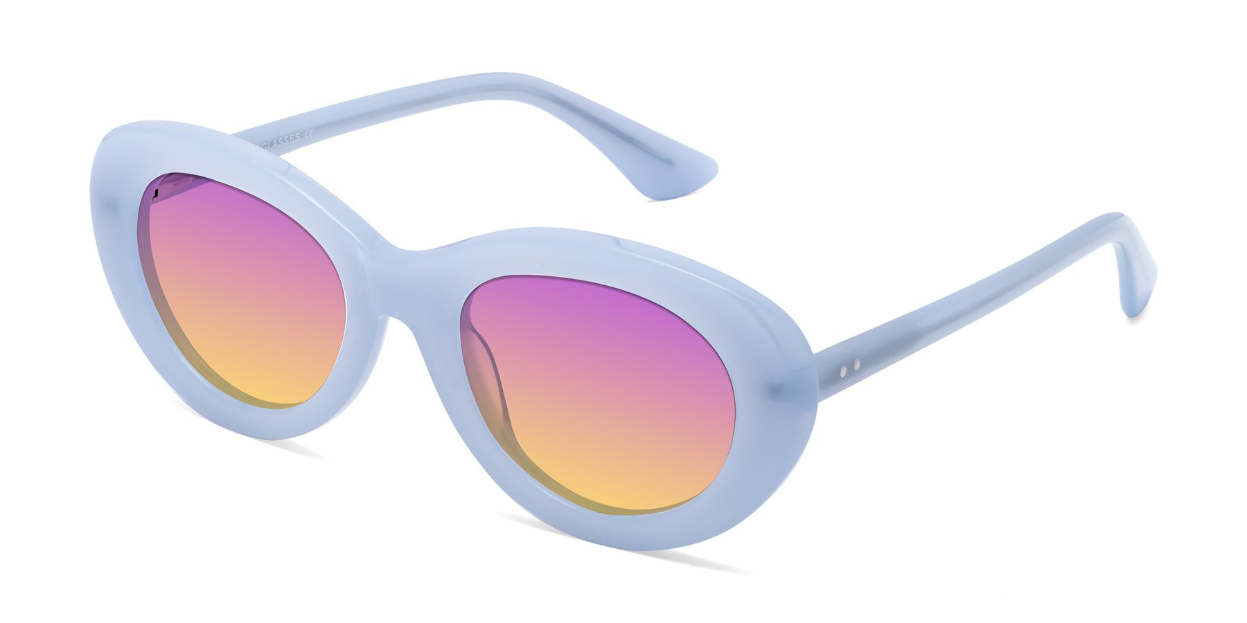 Angle of Taffeta in Blue with Purple / Yellow Gradient Lenses