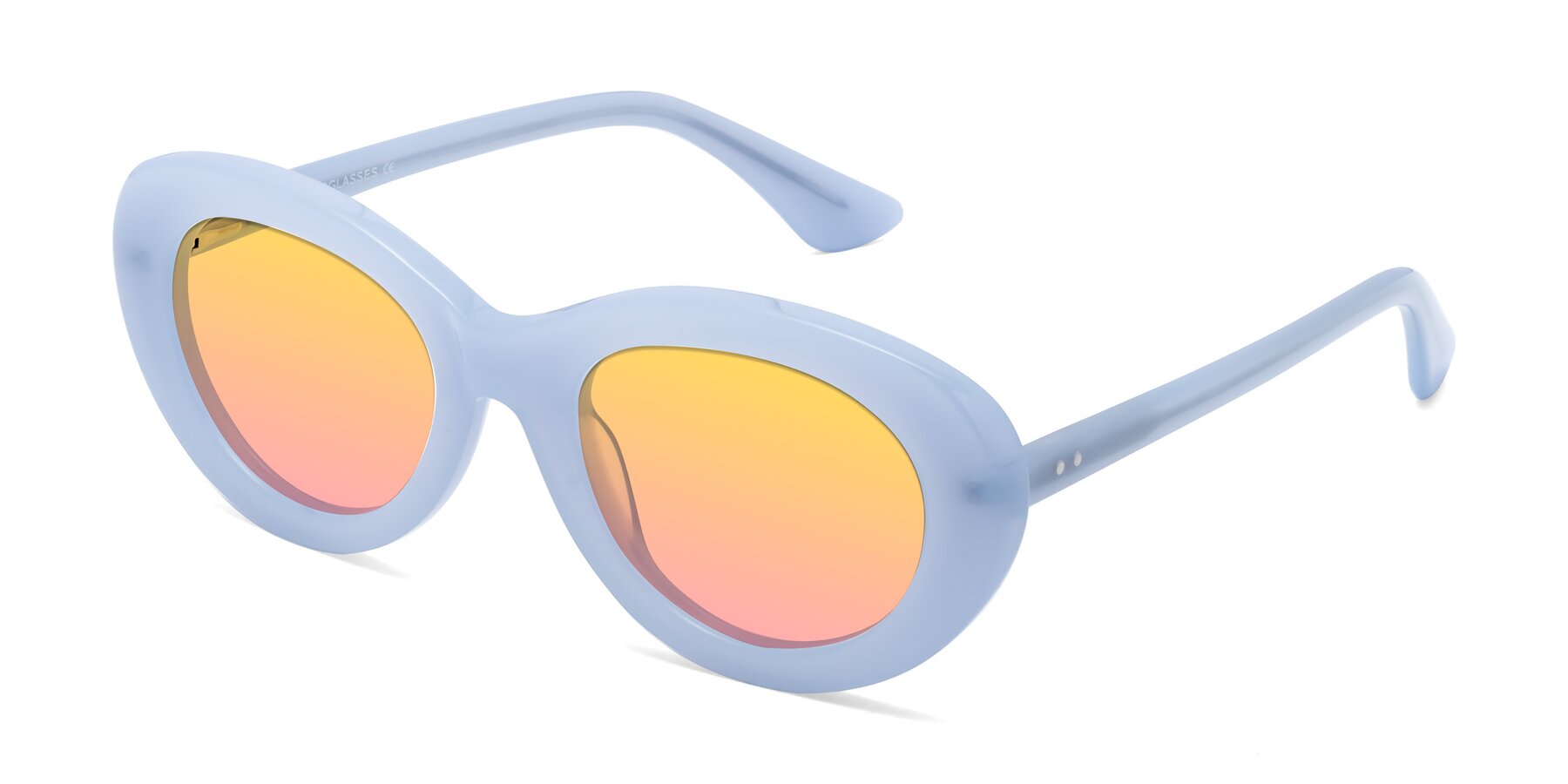 Angle of Taffeta in Blue with Yellow / Pink Gradient Lenses