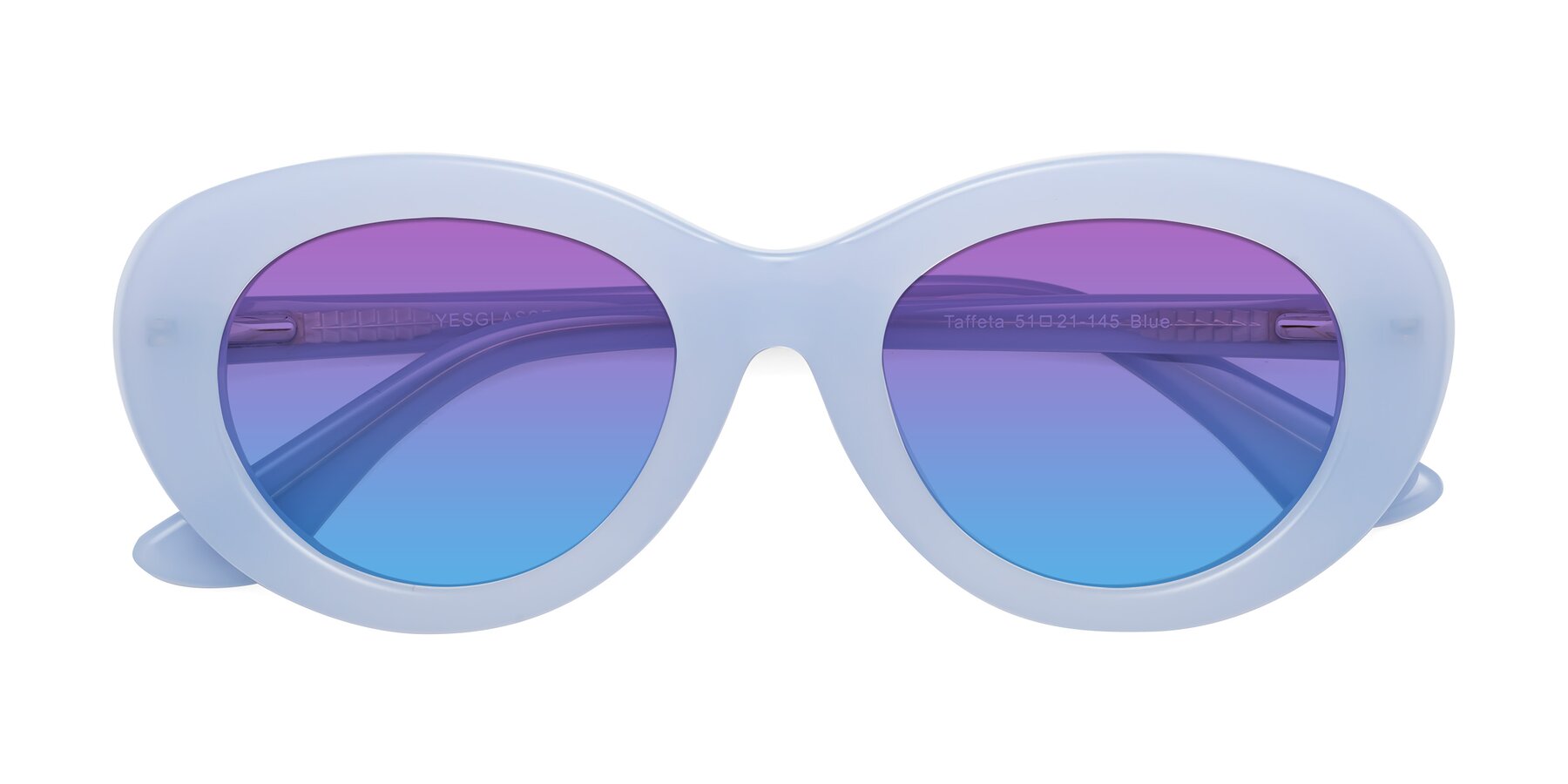 Folded Front of Taffeta in Blue with Purple / Blue Gradient Lenses